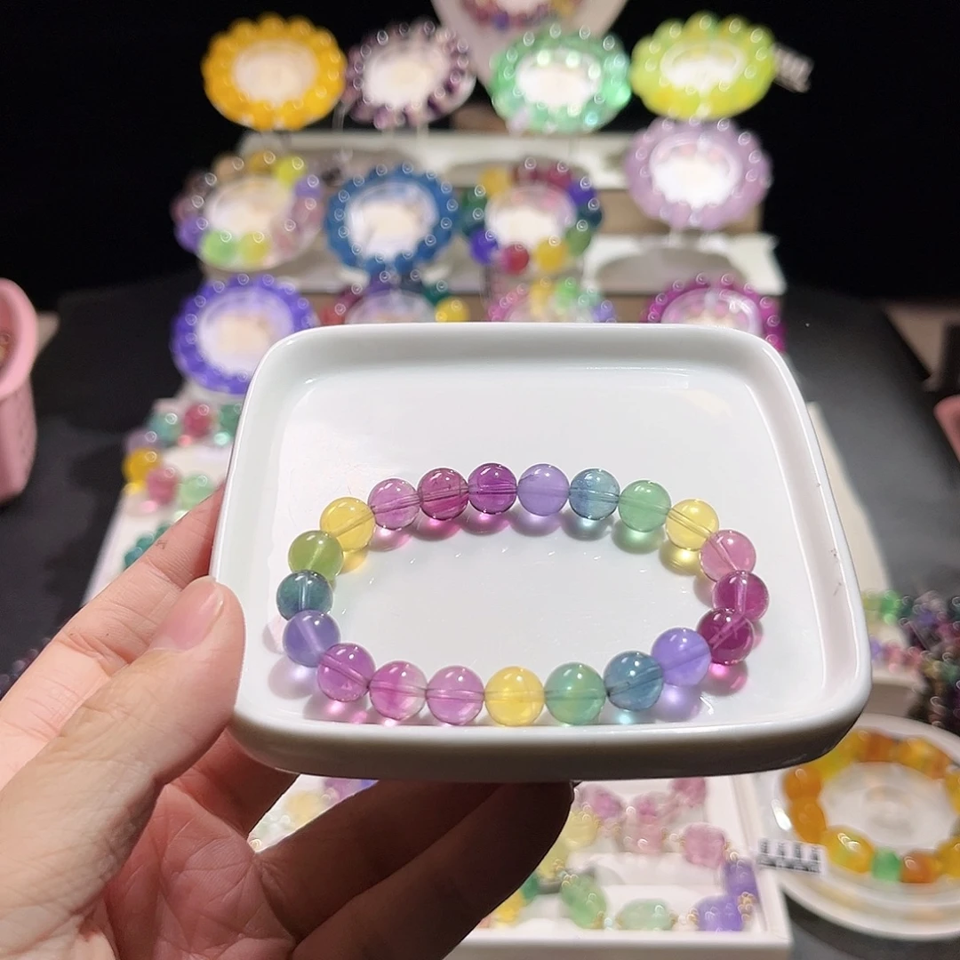 未镶嵌手串萤石彩虹9咪