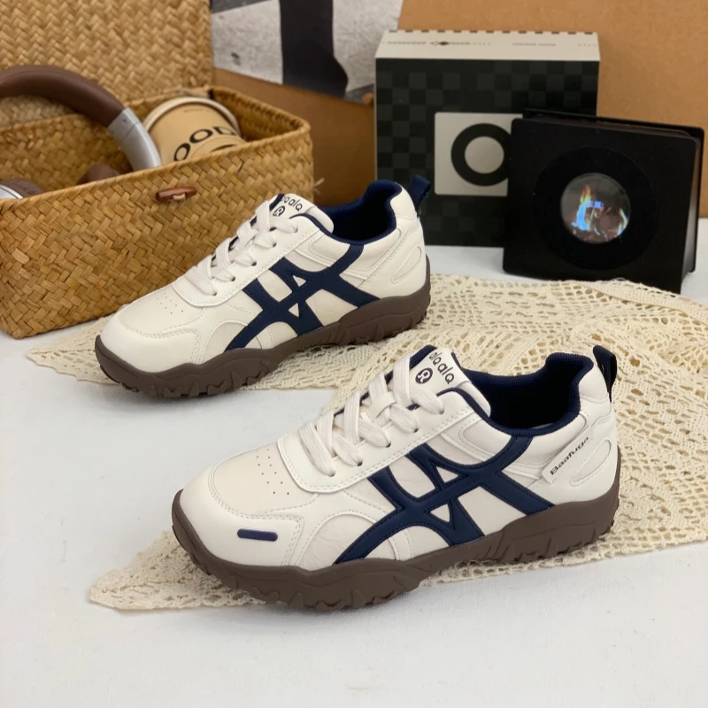 小众复古真皮德训鞋女2025新款厚底休闲运动鞋百搭阿甘鞋小白鞋潮