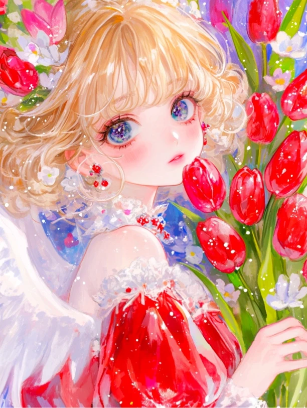 【小白定制】郁金香女孩2025新款十字绣67色满绣无勾边（裸包无针）