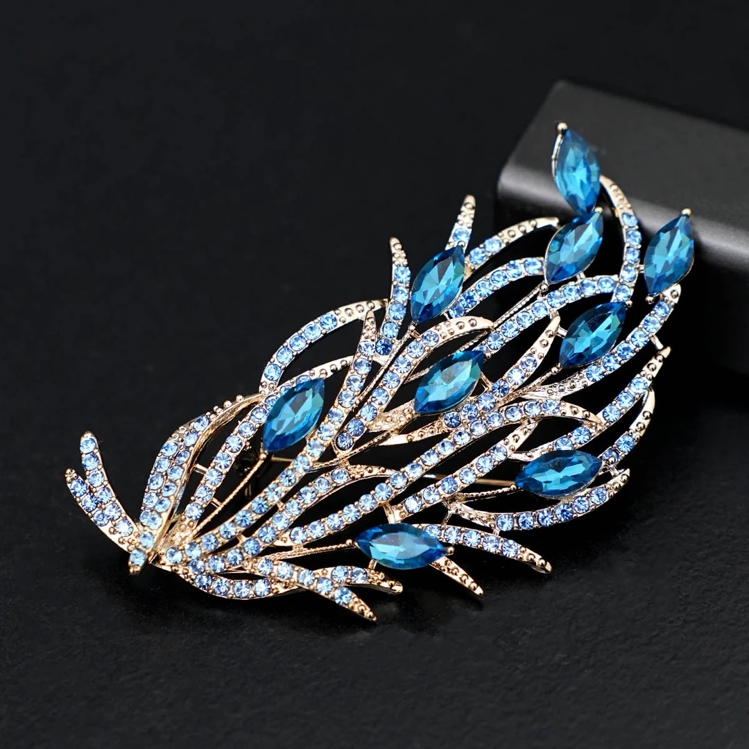 合金仿水晶胸针 新款奢华【希望之羽胸针】高级感西装毛呢开衫配饰