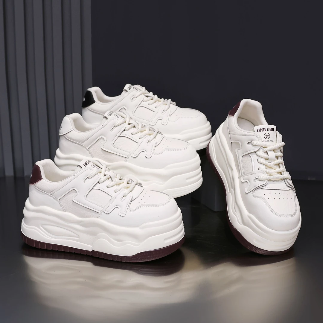 殊彩7cm厚底增高小白鞋女2025春季上新拼色时尚休闲板鞋运动鞋潮