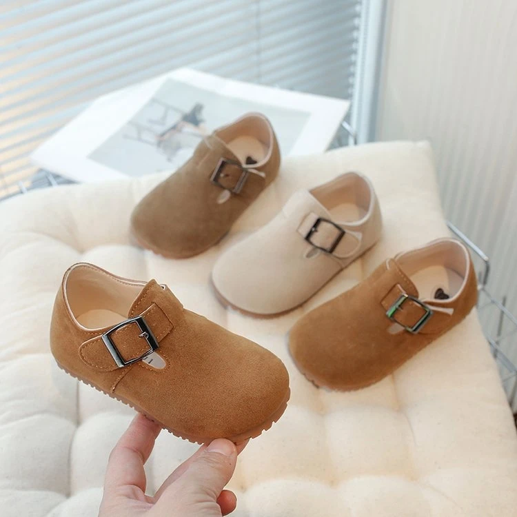 儿童脖肯鞋女童皮鞋单鞋2025春季新款软底舒适小宝宝豆豆鞋