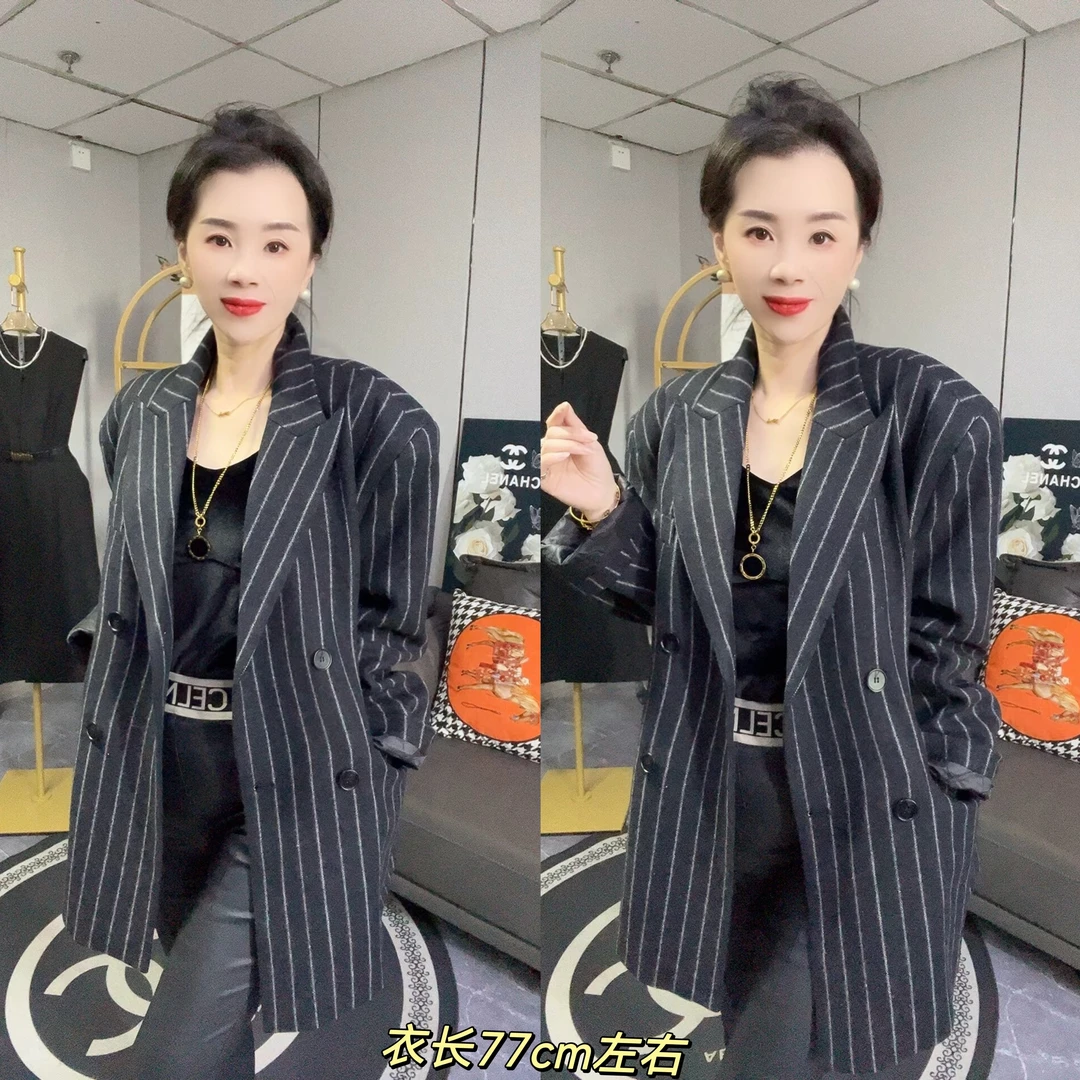 【欧货新款】灰色高级感条纹加棉西装