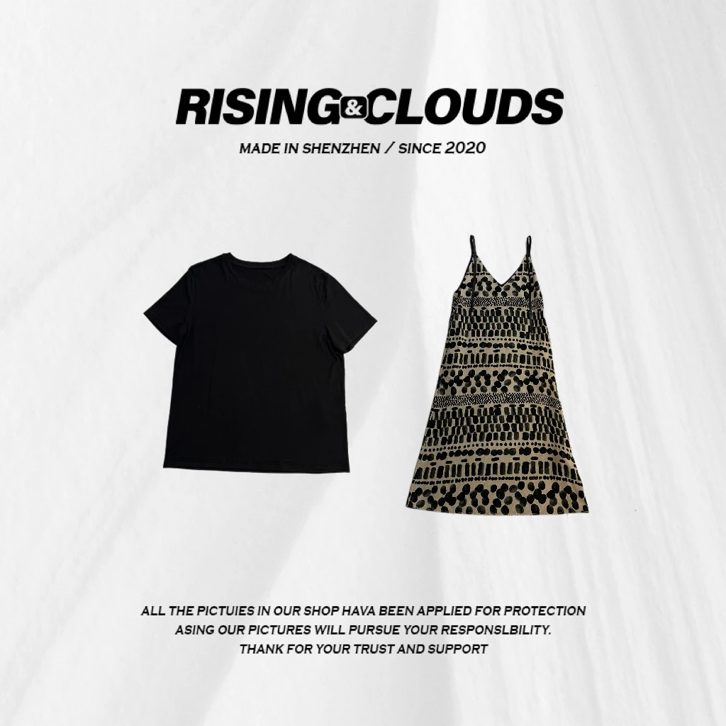 莎莎【大理石】深圳百搭夏季显瘦T恤吊带套装070017