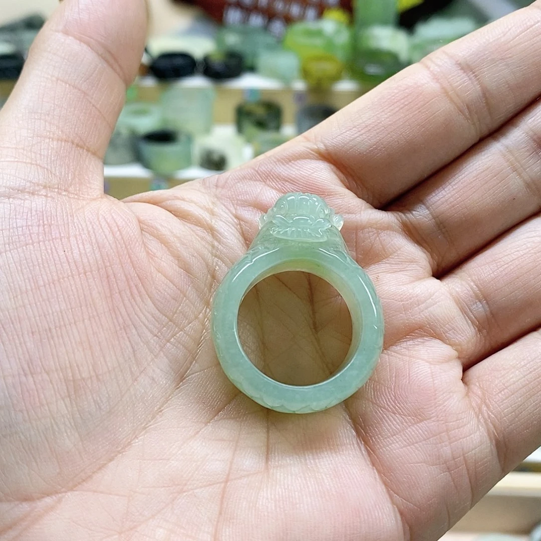 岫玉戒指未镶嵌淡***味