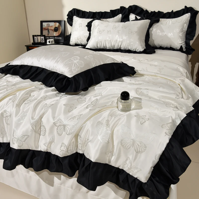 轻奢法式水洗冰丝夏凉被空调被四件套提花夏被双人夏凉被可机洗