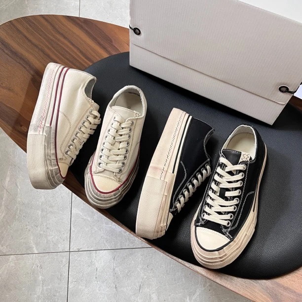 日糸低帮系带厚底做旧男款百搭时尚脏脏硫化增高鞋潮鞋