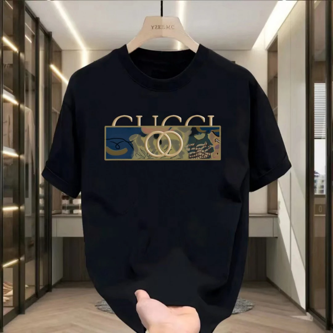 春夏季圆领短袖t恤男女同款宽松百搭大码半袖背心打底简约印花