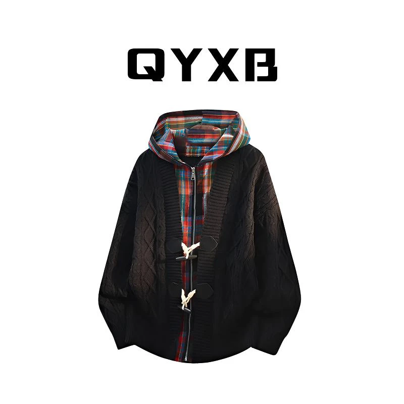 【品牌正品现货】QYXB秋冬开衫毛衣男针织外套休闲百搭男士针织衫