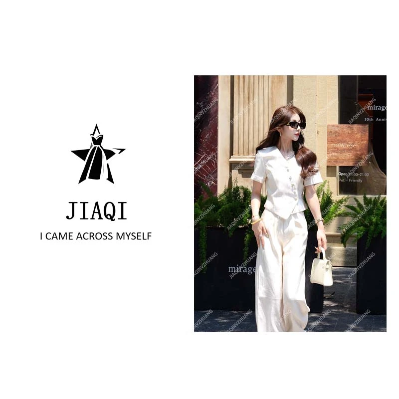 静奢风韩系风时尚套装轻职风通勤风短袖显瘦夏季