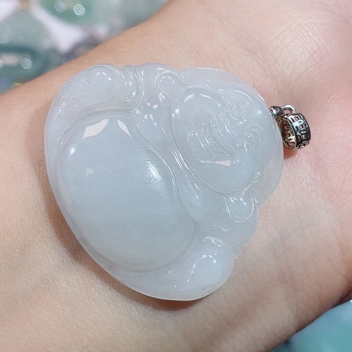 颈饰银S925镶嵌翡翠佛公
