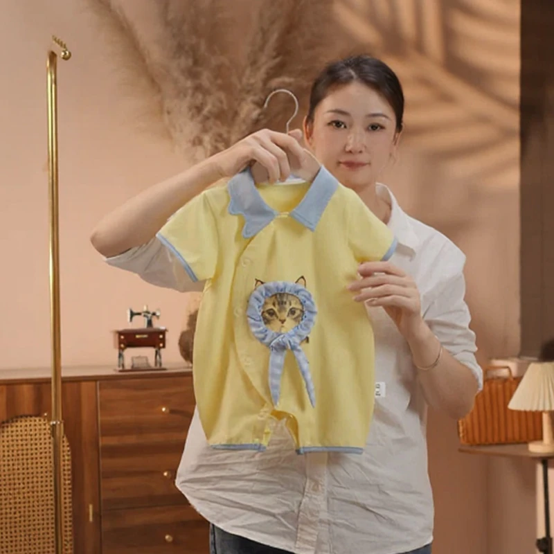 【猫咪物语】婴儿夏季连体衣男女宝夏装短袖薄款衣服萌趣猫咪外出服