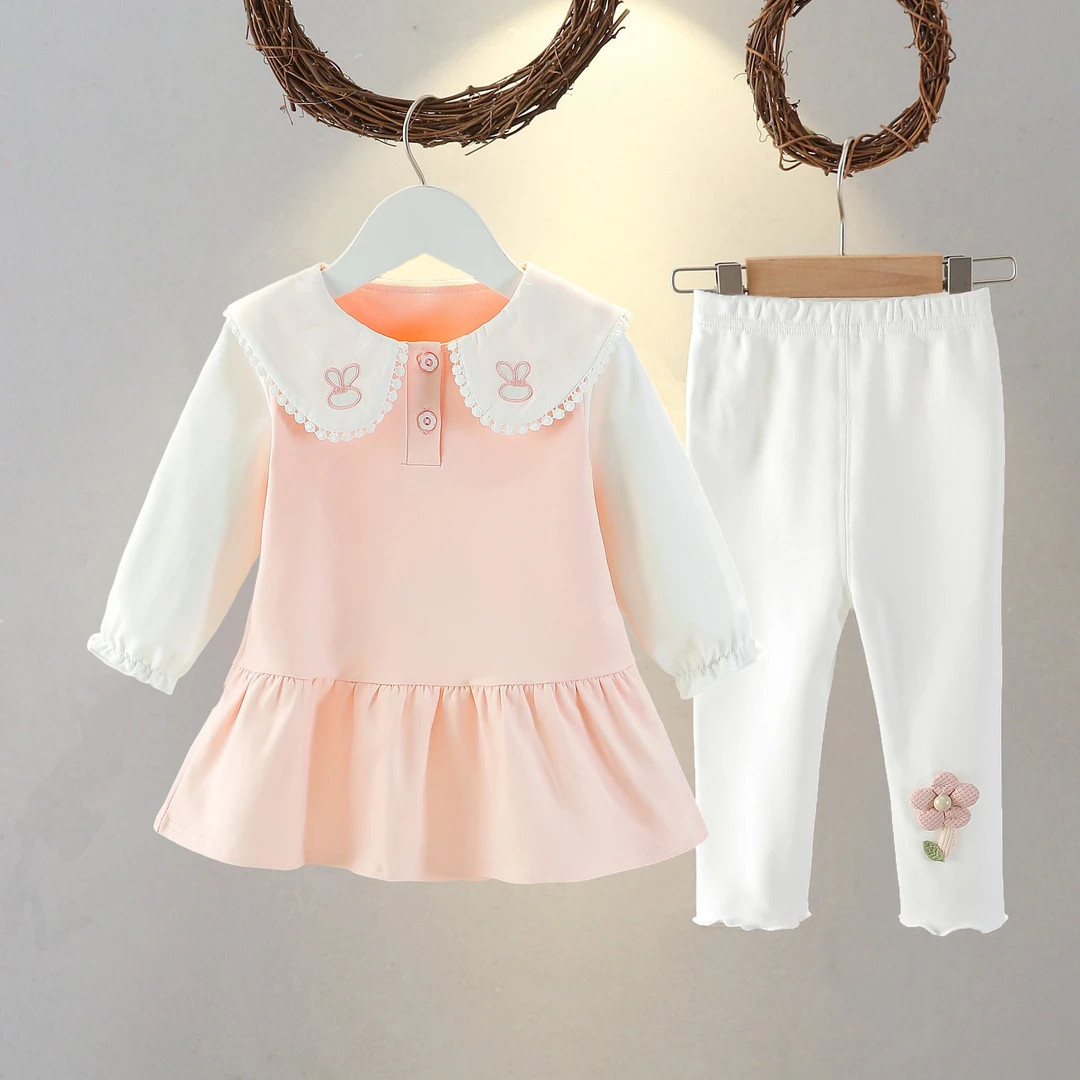 女童连衣裙宝宝两件套小女孩长袖衣服婴幼儿公主裙2025新款春秋装