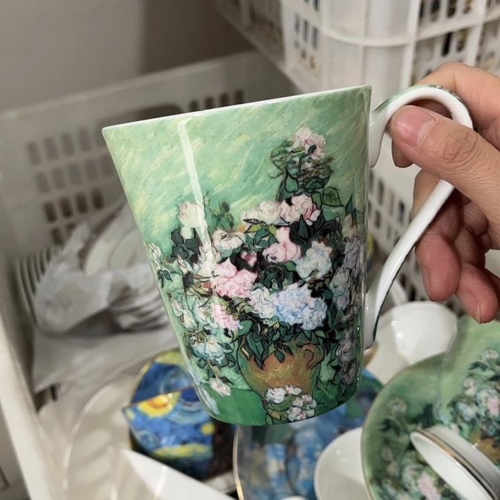 瓷片微瑕骨瓷马克杯一个白玫瑰