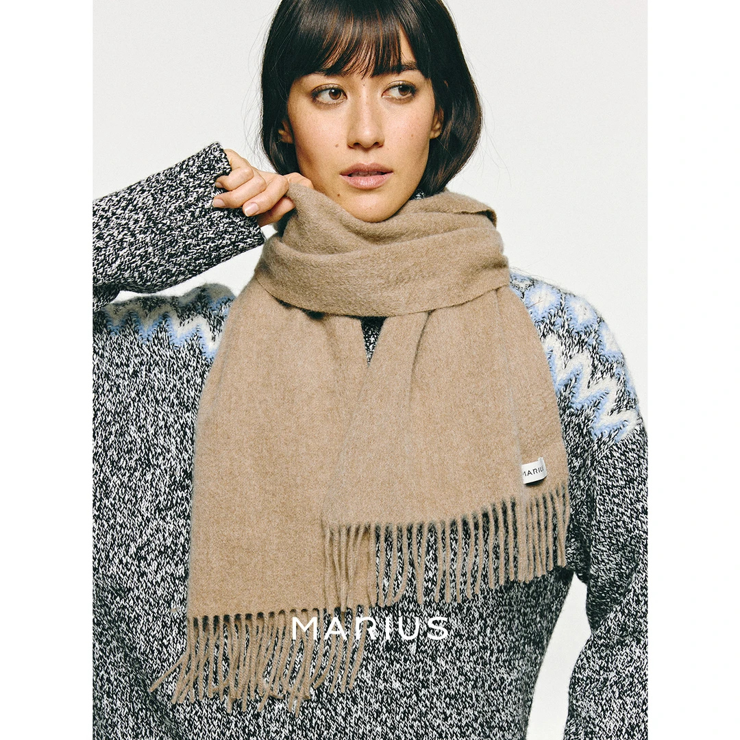 经典重磅治愈系纯定染水波纹格子格纹保暖围巾