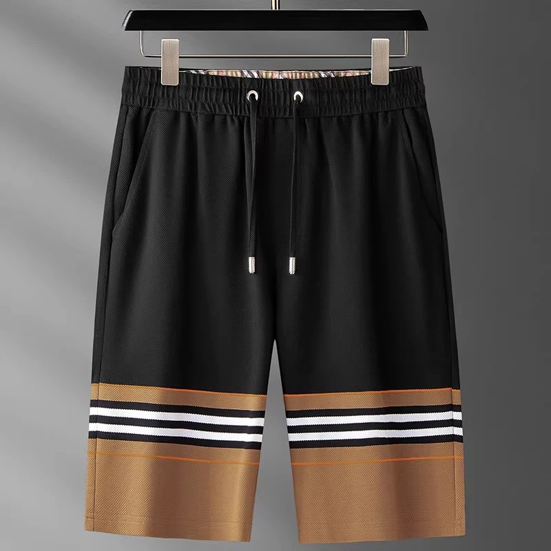高端潮牌百搭夏季拼色短裤男士时尚潮流松紧带休闲透气五分裤男潮