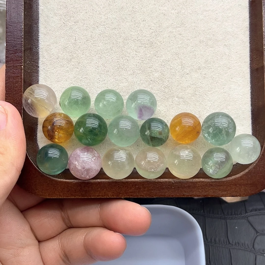水晶珠宝半成品未镶嵌40 彩莹石球15-18mm（一盘）