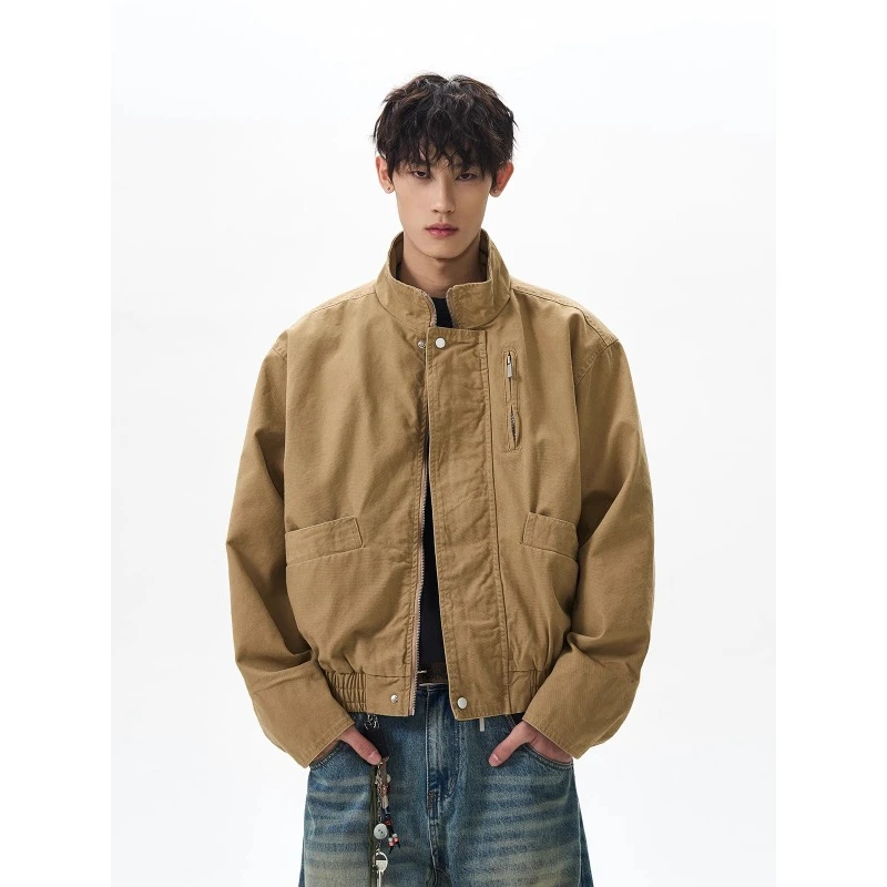 卡其色飞行员夹克男款2025春秋季新款美式复古痞帅工装短款外套