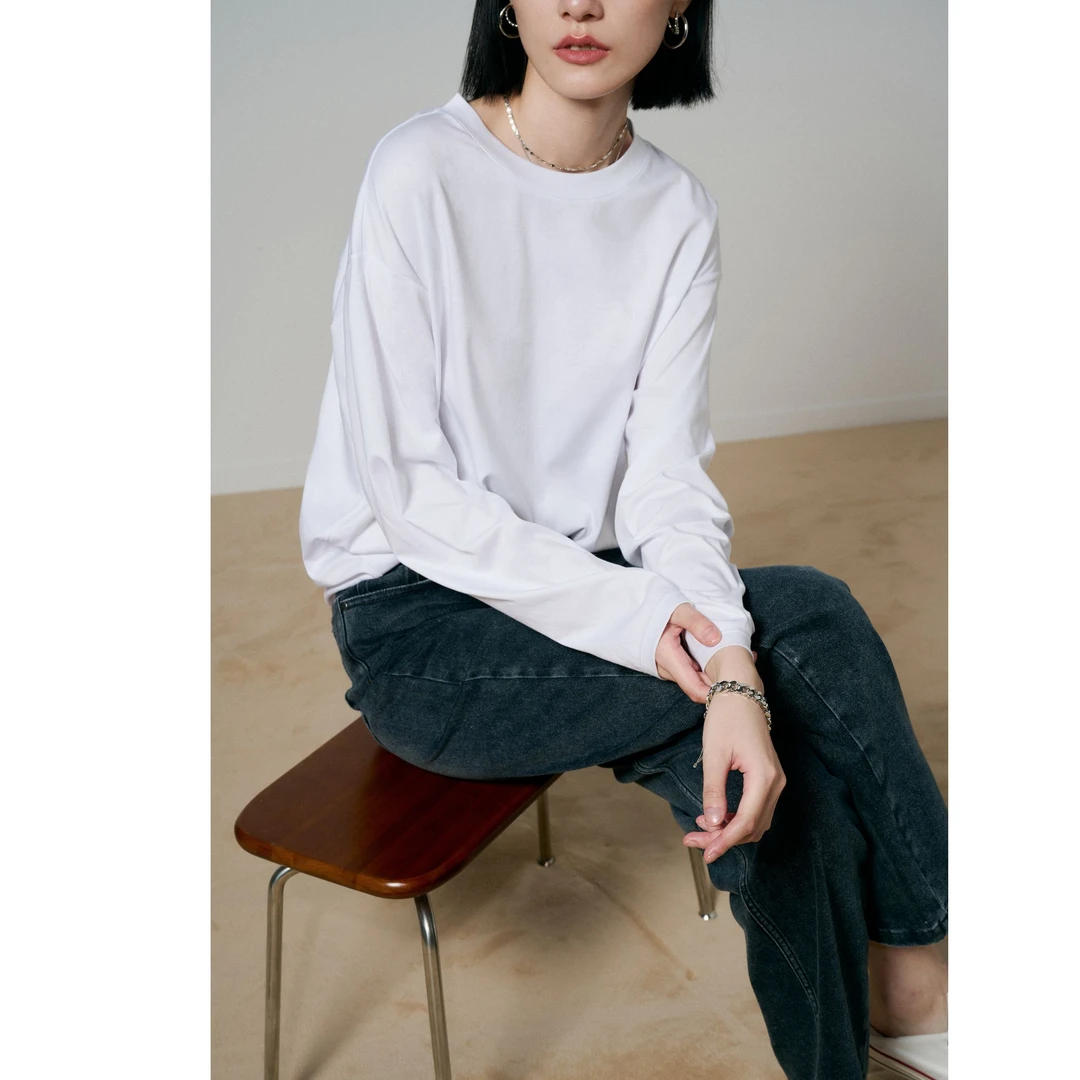 初棉【水光啵啵T】进口匹马棉液氨光泽莫代尔云朵棉T恤 326601023