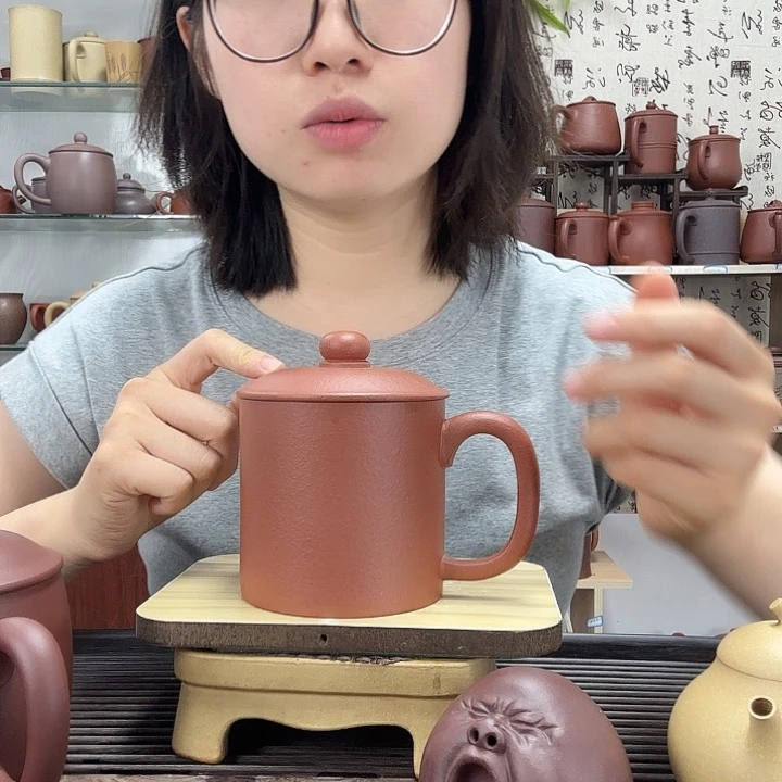 茶杯紫砂原矿红皮龙大亨办公杯没礼盒微瑕480CC