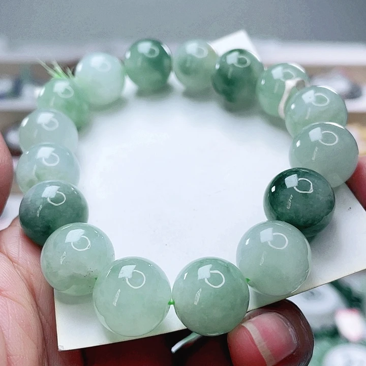 翡翠未镶嵌手链天然翡翠手链14mm