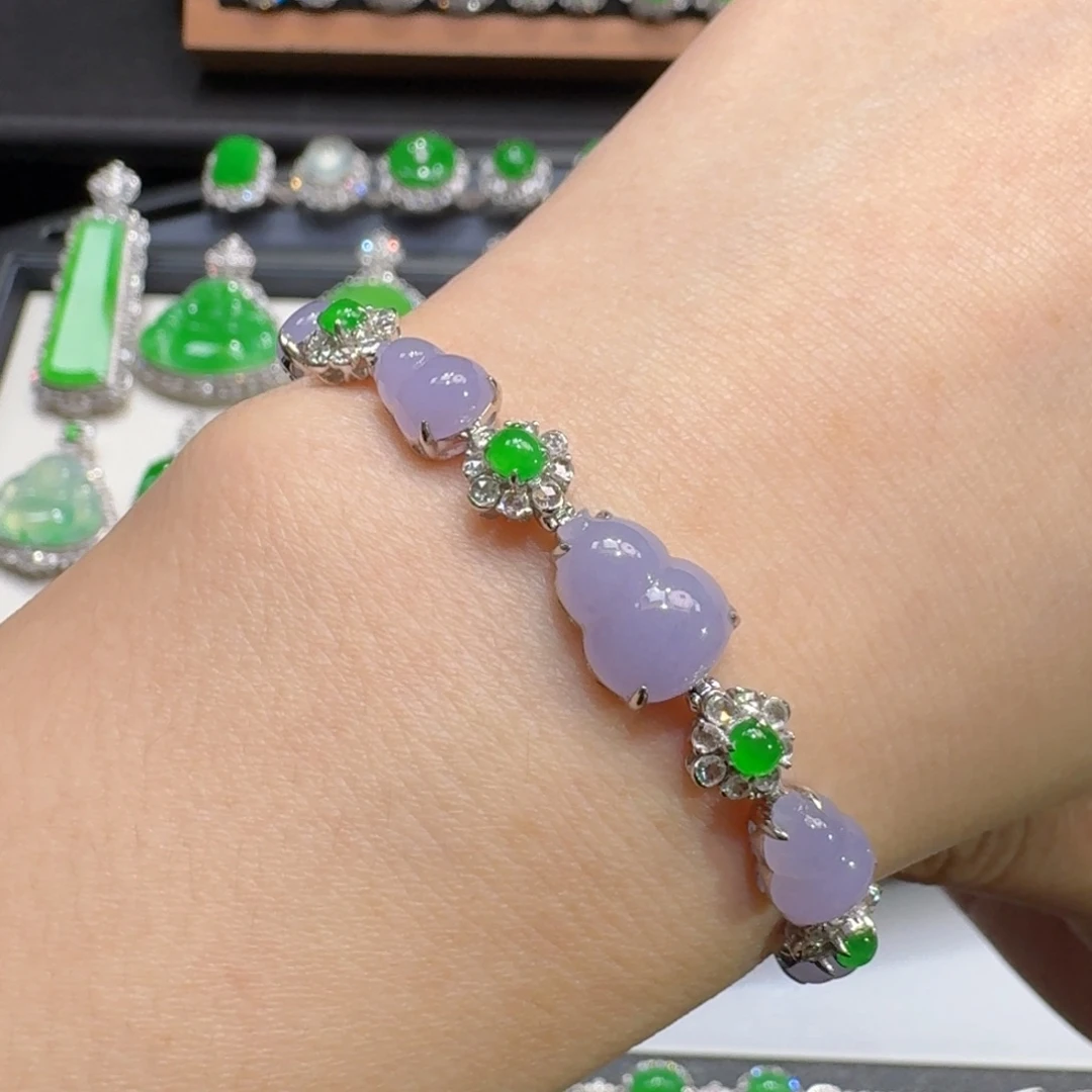 翡翠18K金镶嵌手链48小时鉴赏期