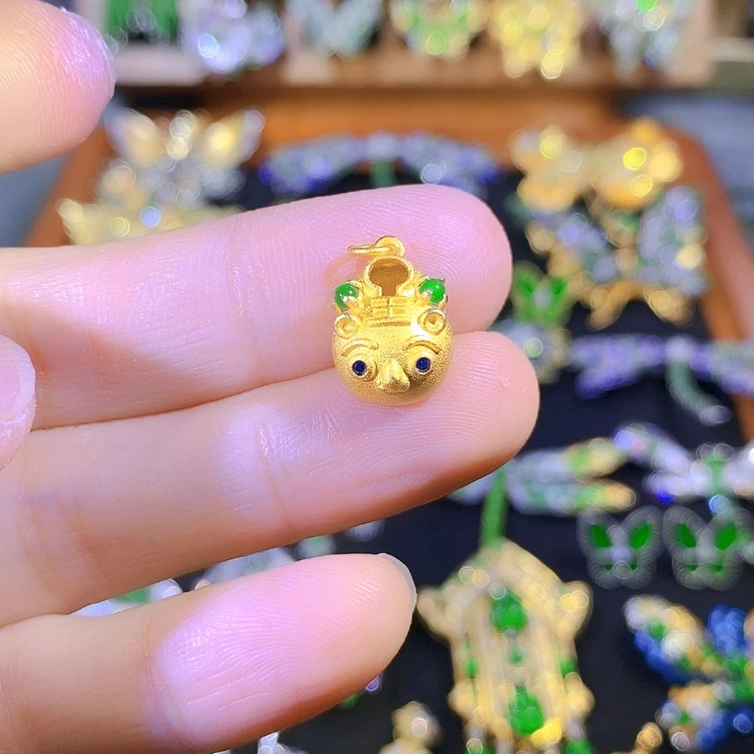 吊坠(不含链)银S925镶嵌翡翠