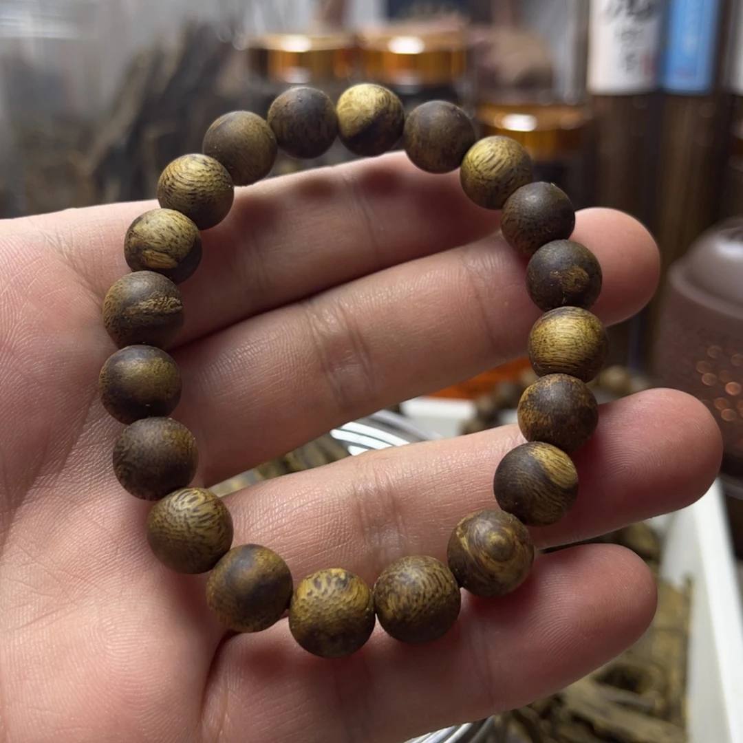 沉香手串高阶张勺子奇楠虫漏手串1.0