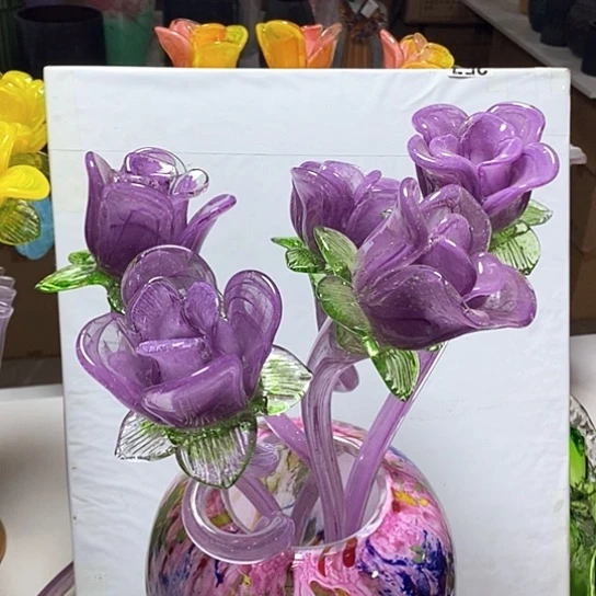 五朵琉璃夜光玫瑰花