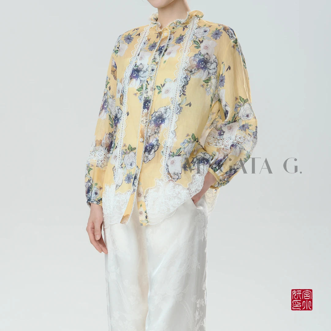 MNGATA G.宫小妍 【花开半夏】苎麻早秋新中式中国风上衣5011761