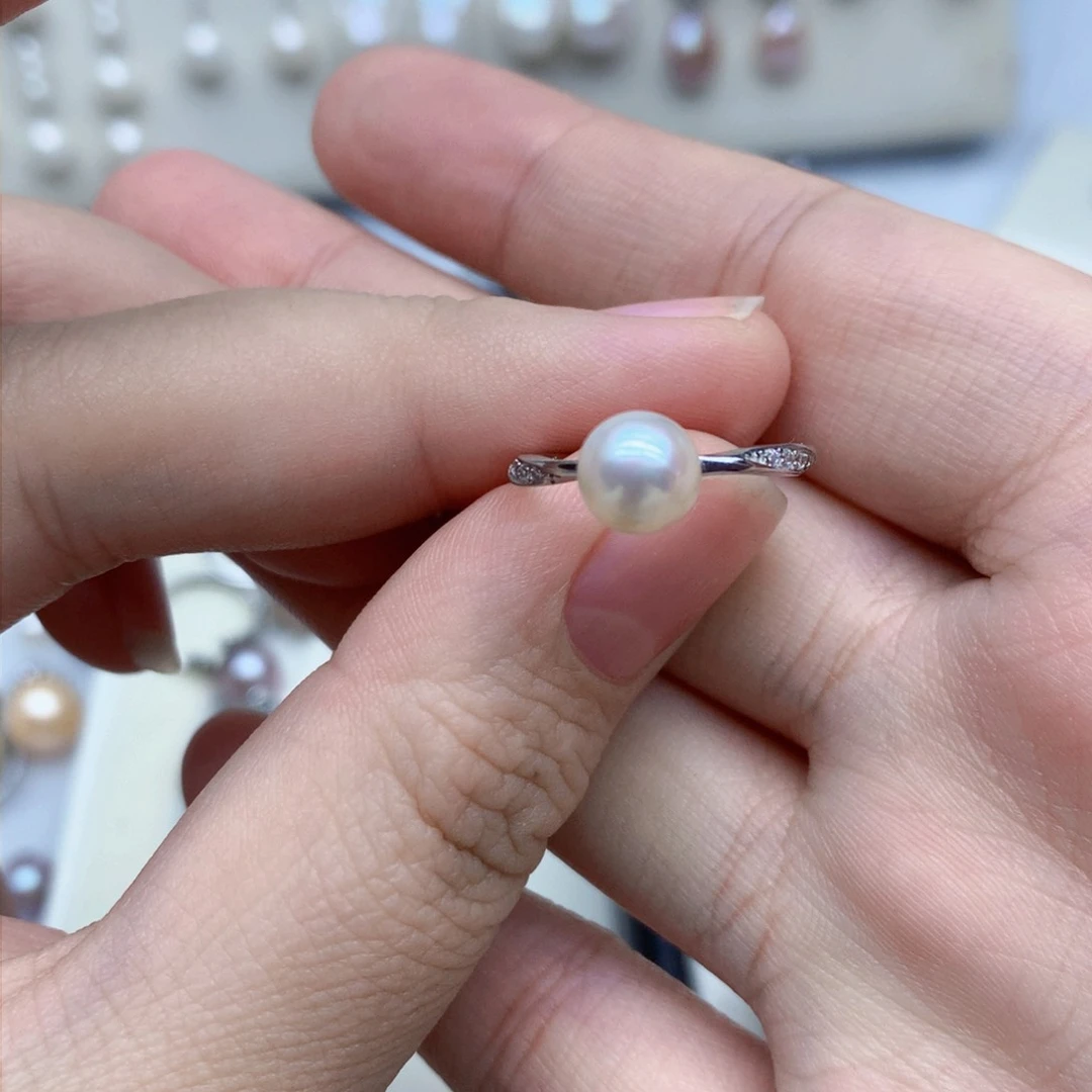 淡水珍珠戒指银S925镶嵌