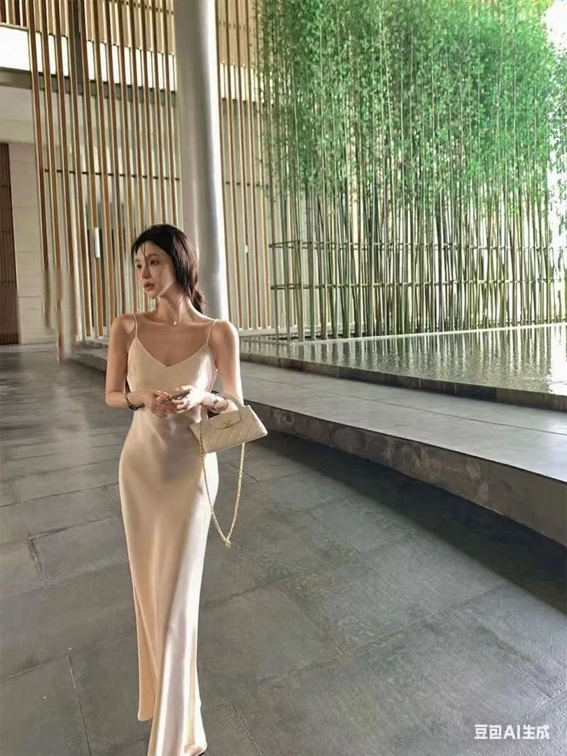 鱼尾裙气质性感婚纱夏季时尚甜辣短款连衣裙纯色吊带RY24527