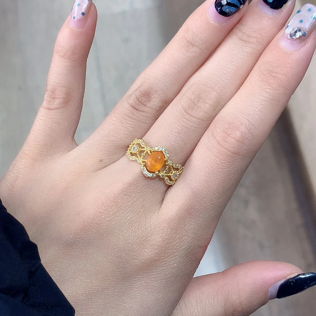 石榴石（芬达石）戒指银S925镶嵌