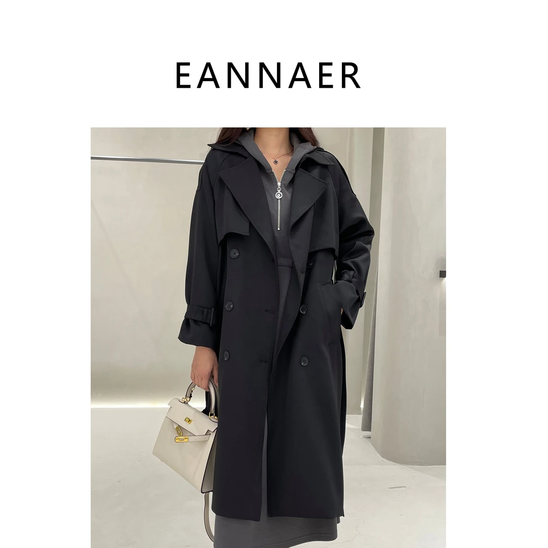 春季时尚收腰显瘦英伦风复古百搭气质中长款双排扣风衣女外套