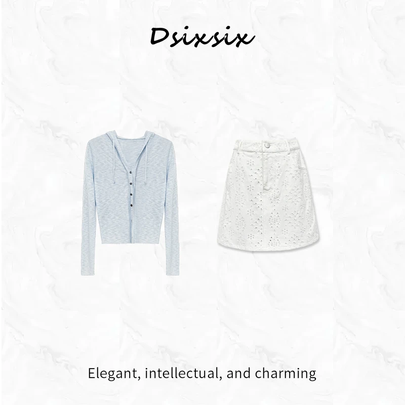 Cherry She【微风蓝调】夏季新款慵懒风时尚百搭显瘦半身裙套装