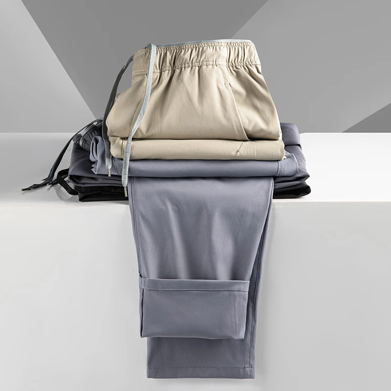 夏季薄款透气男士简约百搭休闲裤男款松紧腰直筒长裤Z1236-518B