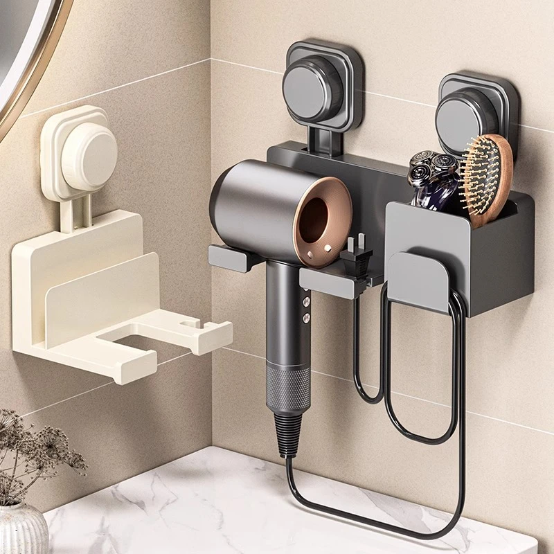 优勤吸盘吹风机置物架壁挂式免打孔卫生间电吹风筒支架浴室挂架子