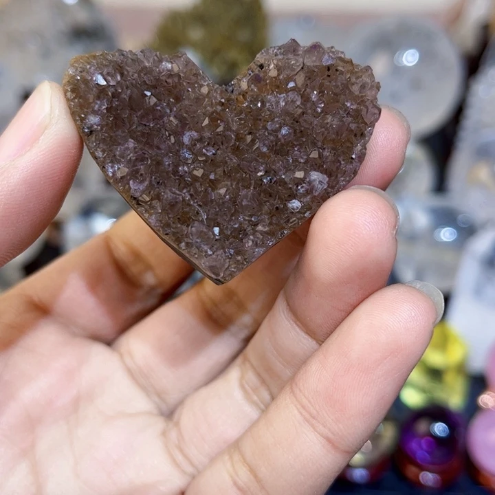 紫晶爱心未镶嵌摆件