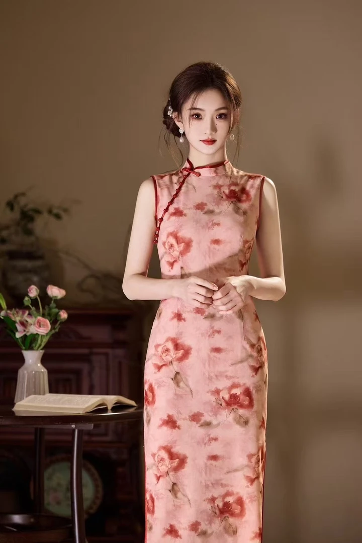 「」2025优雅新款新中式日常旗袍中国风中长款夏季薄款网纱少女风