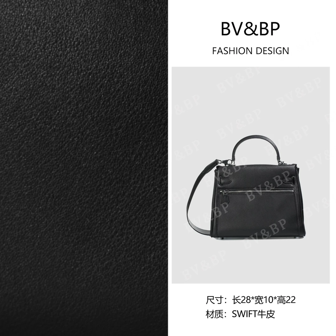 BV&BP· 原创设计 真皮高定单肩斜挎包  BV7022-28-黑色