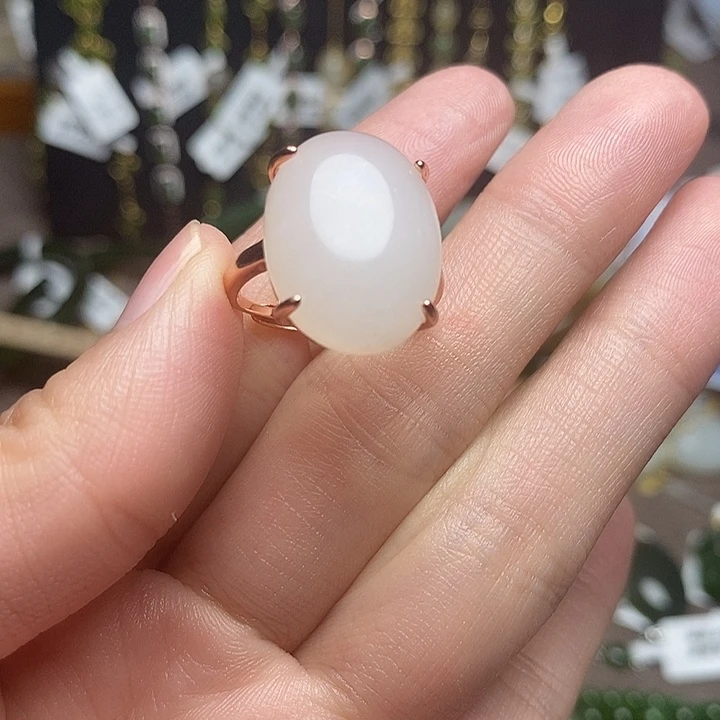 和田玉银S925镶嵌戒指