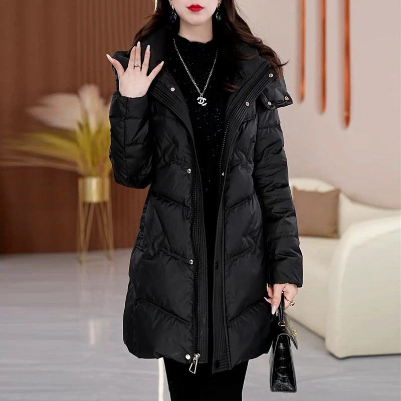 时尚妈妈款冬季女士羽绒服新款2025爆款洋气收腰显瘦加厚保暖外套