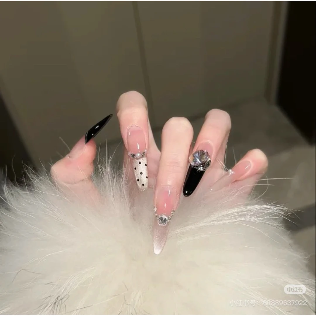 【天鹅之梦】纯手工穿戴甲高级轻奢美甲法式显白中长款美甲穿戴甲片