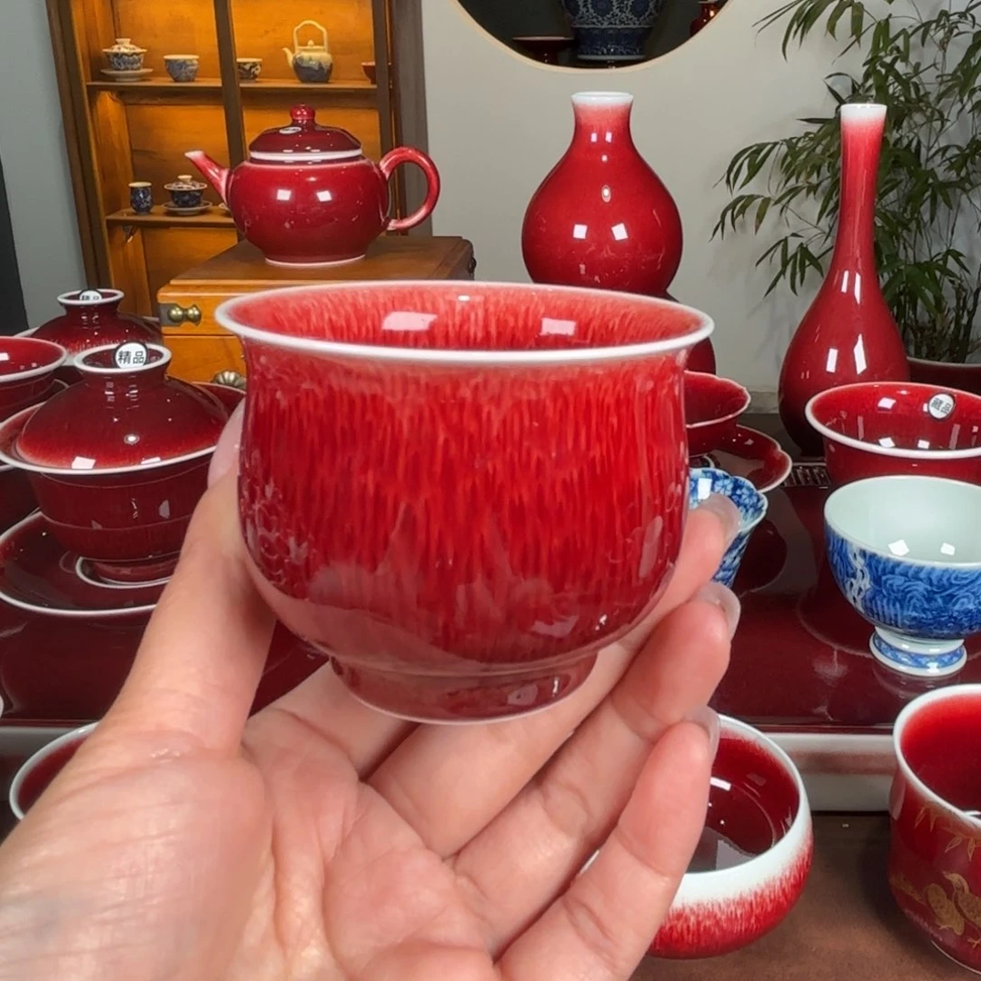 杯景德镇原矿朗红杯 圆满杯