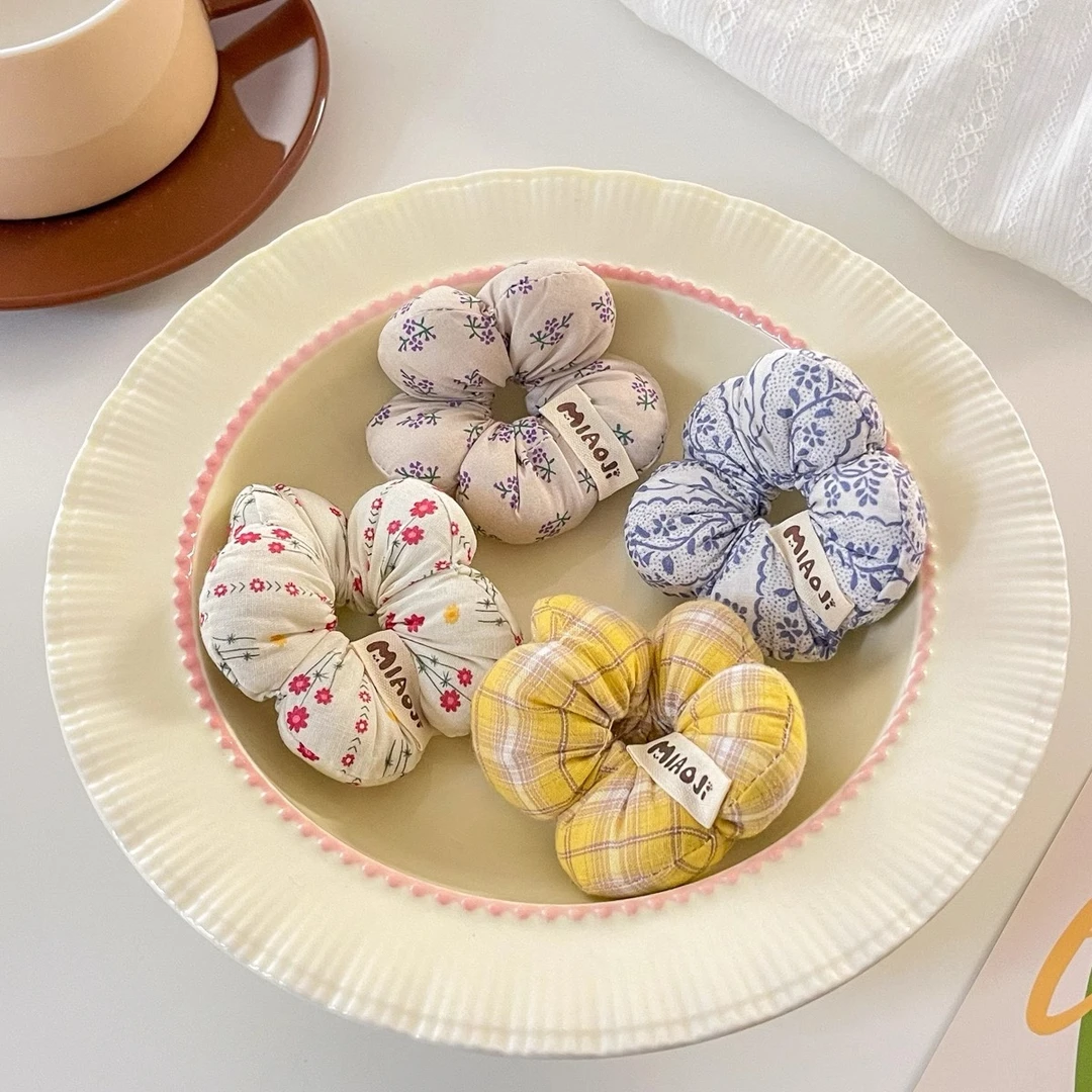 韩国花朵发圈女童甜美云朵花丸子头套圈女孩俏皮大肠圈马尾发饰