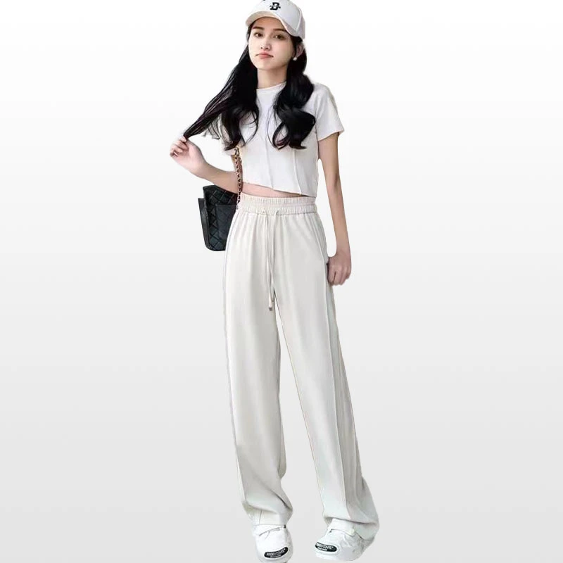 【妮子精选】2024夏款女士窄版垂感显瘦显高抽绳阔腿裤2218