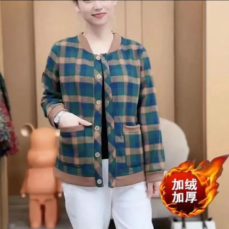 中老年女装妈妈秋冬新款外套加绒保暖上衣休闲夹克