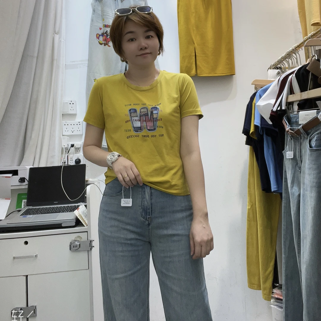 W印花修身显瘦百搭圆领分码T恤