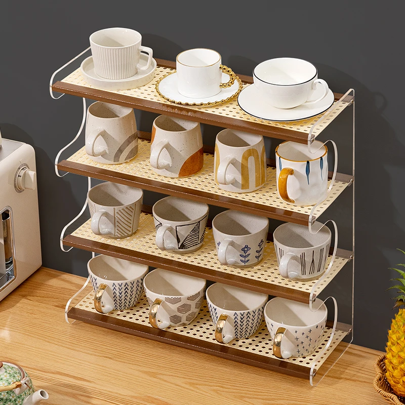 水杯子收纳置物架桌面杯架茶具储物马克杯水吧咖啡多层家用餐边柜