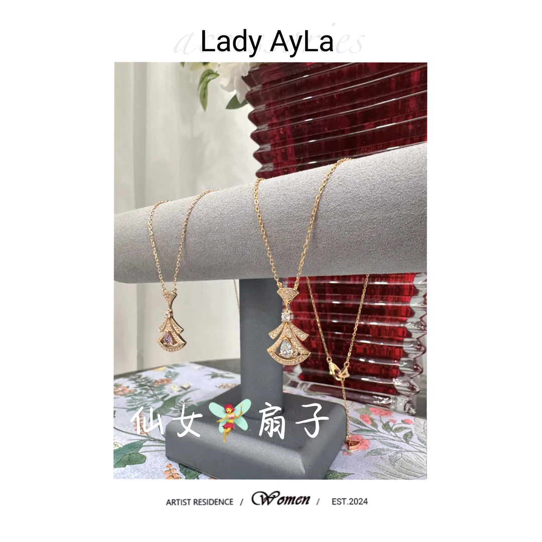 坠链均925银合成锆石 裙子轻奢时尚项链AL9569